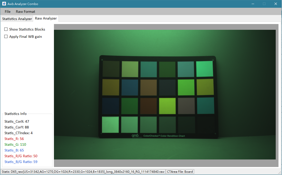 AWB Analyzer Combo界面